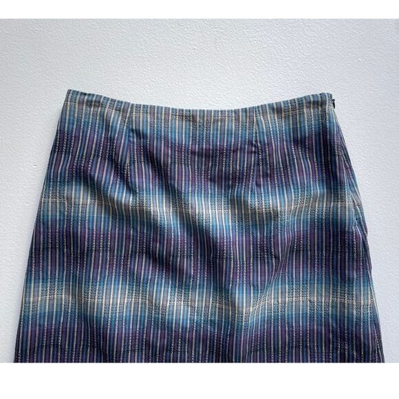 Pendleton 100% Wool Blue Plaid Woven Pencil Skirt Side Zip Preppy Sz 6 Petite - Picture 3 of 8